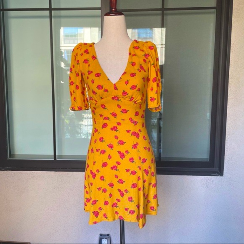 Reformation Yellow Floral Dress - Size 10